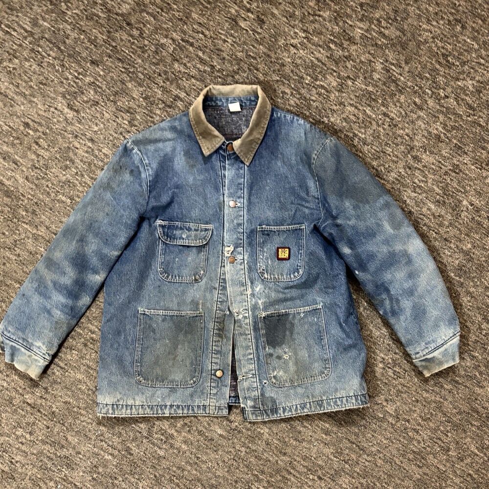 Vintage Big Ben USA Made Mens 48 Denim Barn Chore Coat Blanket Lined - Picture 2 of 16